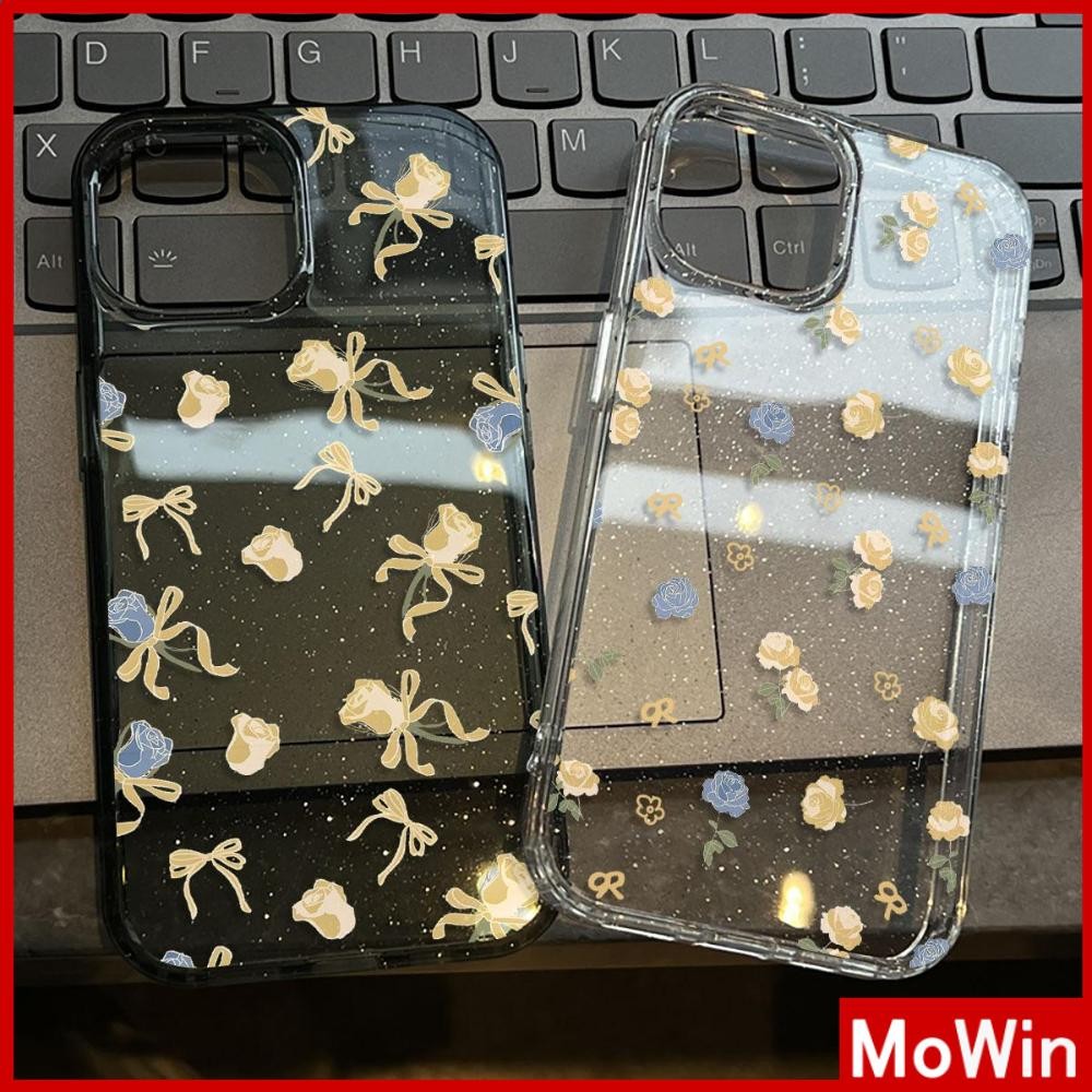 Movin - เคส iPhone 16 Pro Max iPhone 11 เคสใสแบบแวววาว TPU นุ่มสีสันสดใส ดอกไม้สีเหลืองและธนู Compatible iPhone15 Pro max 14 13 12 Pro max XS XR 7 Plus 8 Plus