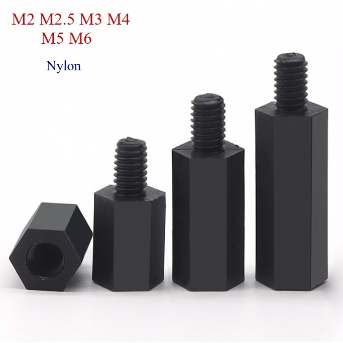 M2 M2.5 M3 M4 M5 M6 สีดํา Hex ไนลอนเมนบอร์ด Standoff PCB สนับสนุนแผงวงจรคอลัมน์ Rack Pillars Spacer 