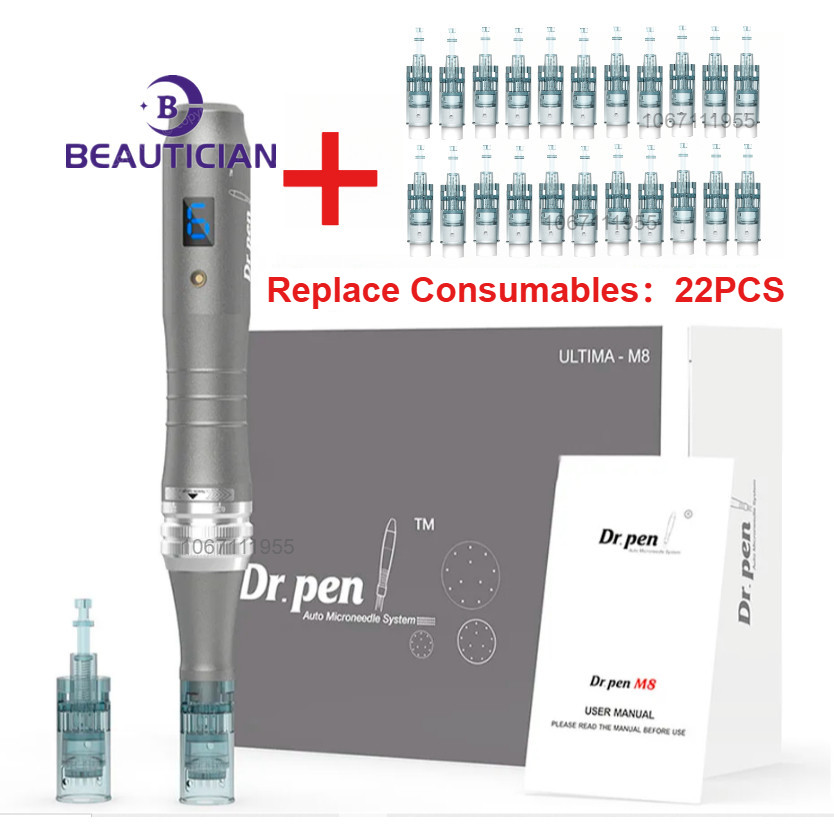 ไร้สาย อัลติม่า ดร. ปากกา M8 Professional Pen Serum Applicator ปากกาความงามบนใบหน้า + 22 ชิ้นเปลี่ยนวัสดุสิ้นเปลือง