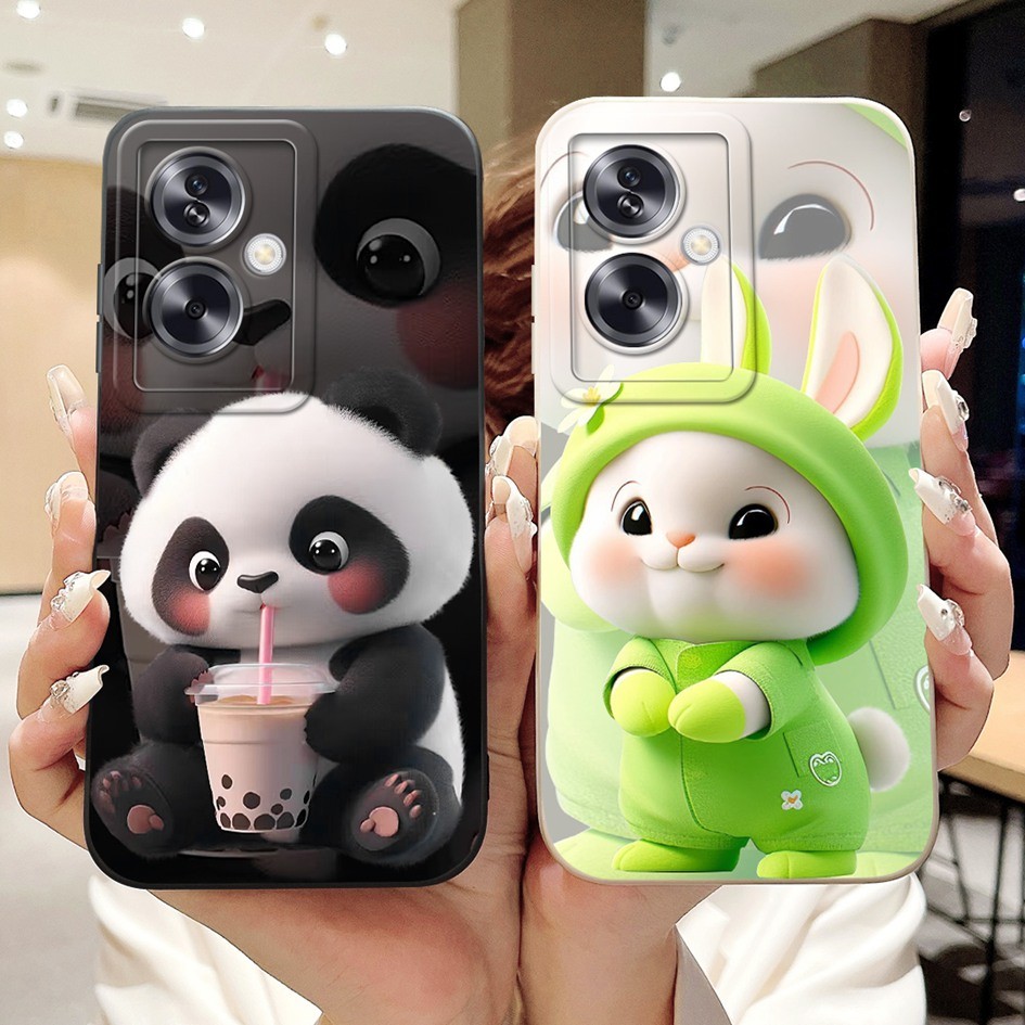 สําหรับoppo A79 5GกรณีCPH2553 CPH2557 กันกระแทกกระต่ายน่ารักPandaซิลิโคนนุ่มMatteเคสโทรศัพท์สําหรับOPPOA79 5G Capa
