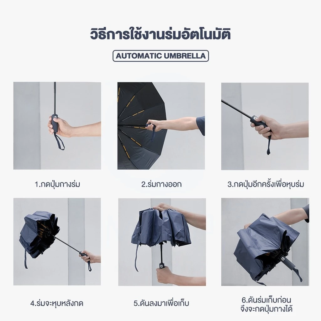 COD*ร่ม ร่มอัตโนมัติ กันฝน กันแดดกัน UV สีพื้น ทันสมัย พกพาสะดวก น้ำหนักเบา Umbrella ระบบเปิด-ปิดออโต้ thumbnail 3