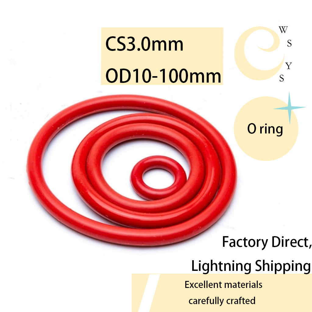 [WSYS]ซิลิโคนสีแดงทนอุณหภูมิสูงกันน้ำโอริง Red O-ring gasket(CS3.0mm * OD10-100mm OO2)