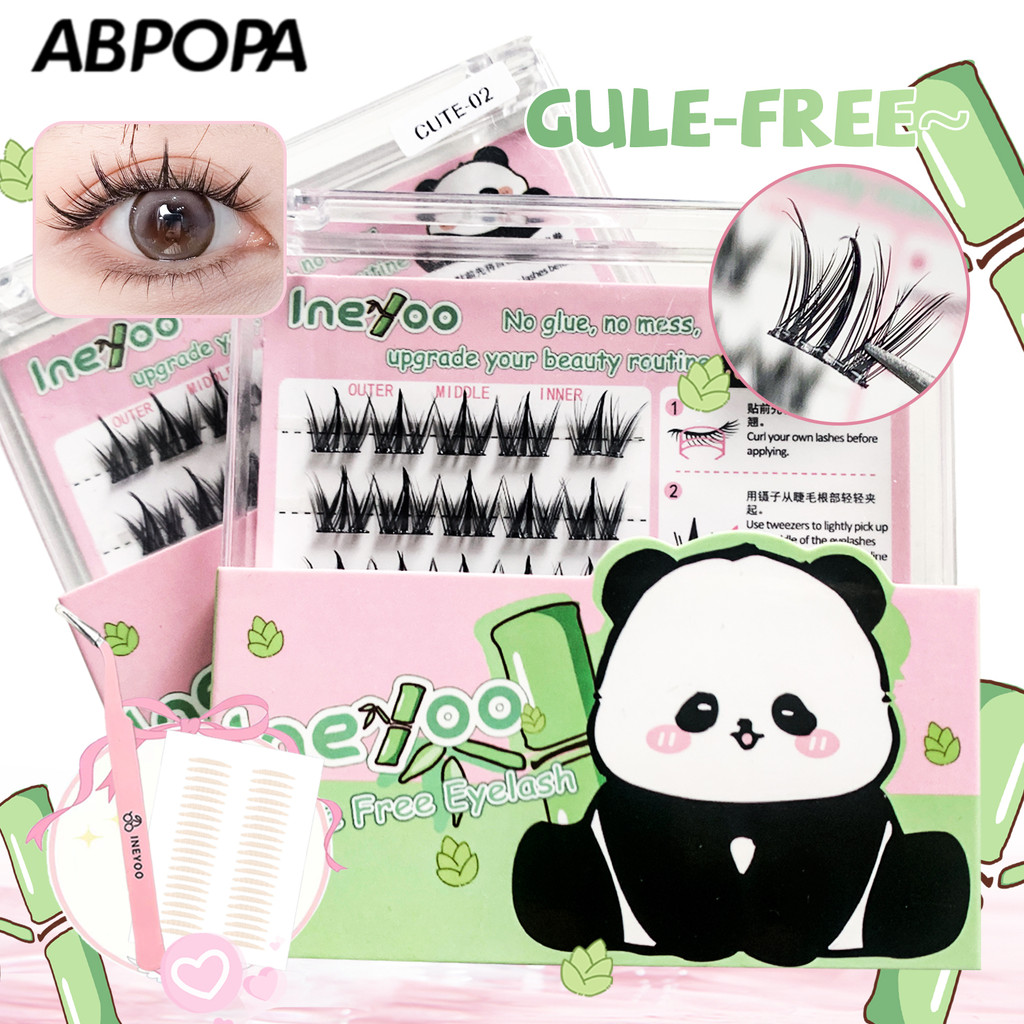 Ineyoo เหมือนจริงธรรมชาติไม่มีกาวต้องการต่อขนตาปุย 6 แถว CUTE-02