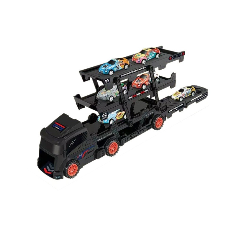 รถของเล่น รถบรรทุก ของเล่นเด็กรถบรรทุกตู้คอนเทนเนอร์ขนาดใหญ่ แถมโมเดลรถอัลลอยอีก 6 แบบ สำหรับของขวัญเด็ก - รูปที่ 7