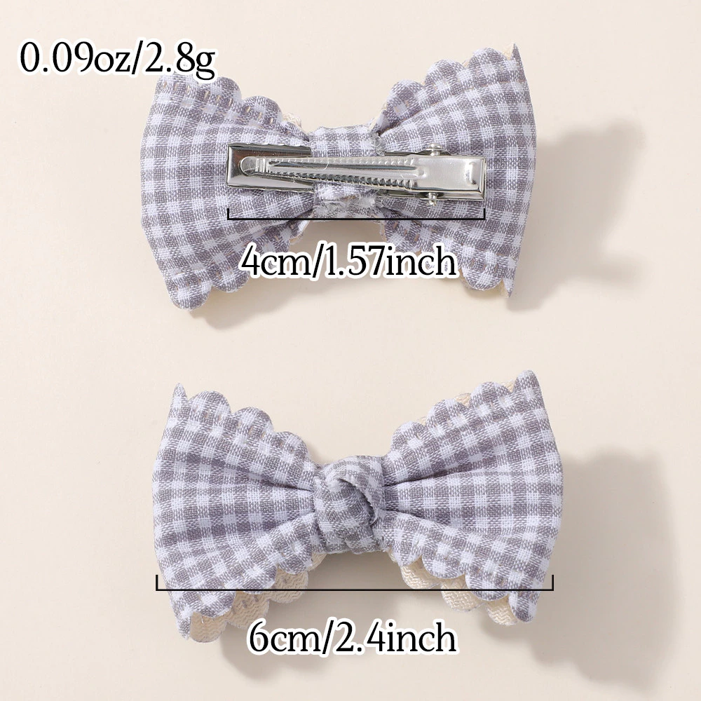 2 ชิ้น/เซ็ตน่ารักผ้าฝ้ายลายสก๊อตดอกไม้พิมพ์โบว์คลิปผมเด็กทารกฤดูร้อน Bowknot Hairgrips Barrettes Headwear อุปกรณ์เสริมผม thumbnail 3
