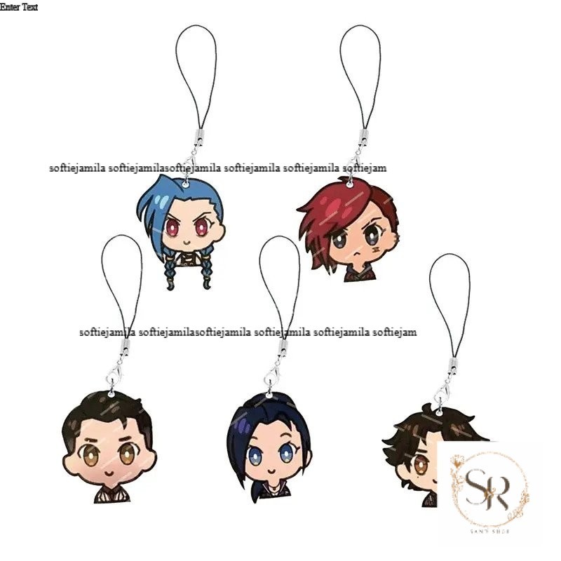 Arcane Jinx Vi Caitlyn Ekko Viktor พวงกุญแจโทรศัพท์มือถืออะคริลิค, จี้เล็ก Arcane, สายซี