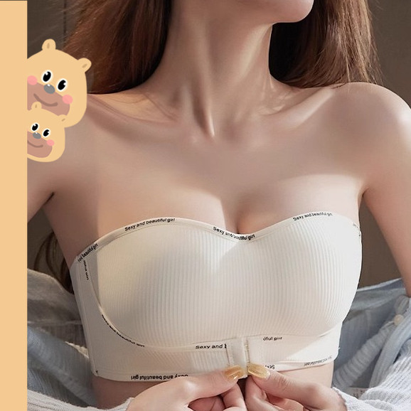🎀bearbra🎀ชั้นในตะขอหน้า ด้านหน้าปิด สายหนัง ป้องกันการลื่นไถลหน้าอกเล็ก ๆ รวบรวมชุดชั้นในเซ็กซี่สะดวกสบายระบายอากาศชุดชั้นใน ไม่มีกรอบ