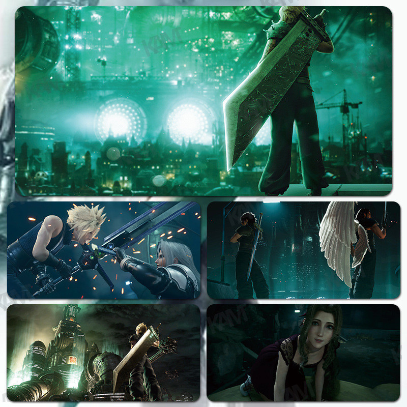 [Kam] แผ่นรองเมาส์สำหรับเล่นเกม Final Fantasy VII ขนาด 800 มม. x 300 มม. แผ่นรองโต๊ะ แผ่นรองเมาส์ HD ขนาดใหญ่ แผ่นรองคีย์บอร์ดสำหรับสำนักงาน ตกแต่งห้อง