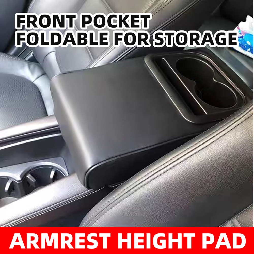 Universal Car Armrest Box ฟังก์ชันหลากหลาย ที่วางแขน กล่องเก็บของ ที่วางแก้วน้ำ เสื่อเพิ่มความสูง