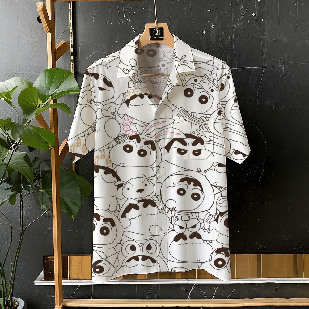 ดินสอสี หน้าแข้ง-ชาน น่ารักอะนิเมะตลกเสื้อฮาวายวันหยุดสบายๆเสื้อแขนสั้นด้านบนกับการออกแบบกระเป๋าสบายระบายอากาศเสื้ออเนกประสงค์ขนาดใหญ่ ส-5เอ็กแอล ราคา ถูกที่สุด ดีลบีเคเค แกลเลอรีภาพที่ 8