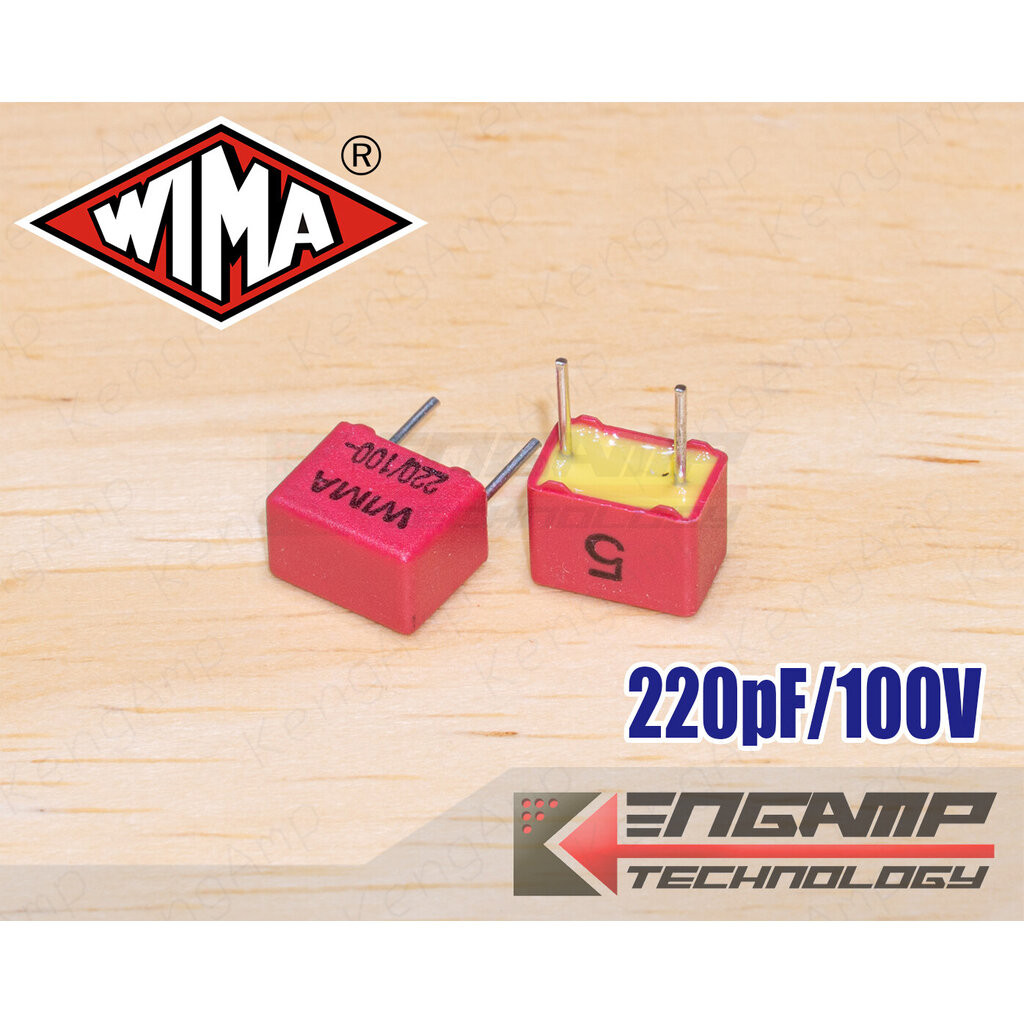 (10ตัว) [F-CAP] 220pF/100V WIMA FKP2 5% 4.5x7.2 H5.9mm P=5mm