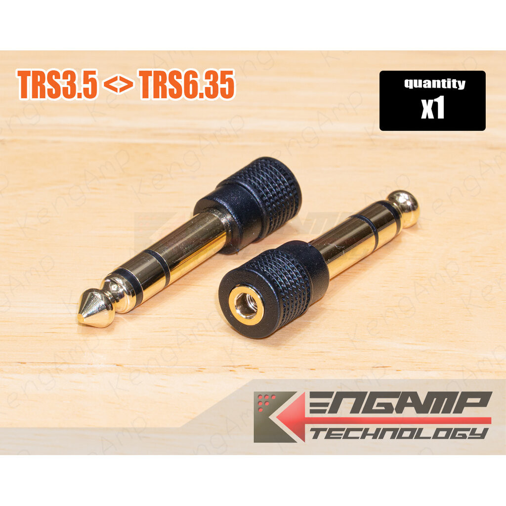 (1ชิ้น) [PJ] แจ็คแปลง Phone TRS3.5 <> TRS6.35 ปลอกพลาสติก หัวชุบทอง