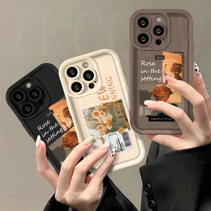 สีขาว Rose ดอกไม้รูปแบบสําหรับ Samsung Galaxy S25 Plus S25 Ultra A06 A16 A50 A50S A30S M12 M04 M32 A