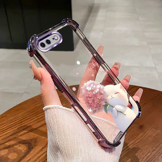 เคสสําหรับ iPhone 6 6S 7 8 PLUS เคสโทรศัพท์ Lucky Cat สี่มุมซิลิโคน TPU โปร่งใส Soft Shell XYM