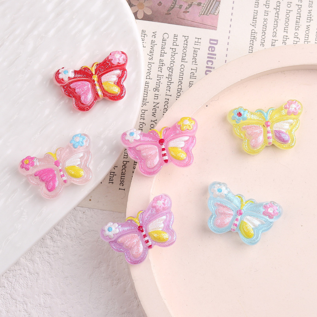 10 ชิ้น Shinny โปร่งใสผีเสื้อเรซิ่น Charms สําหรับ DIY (13-25)