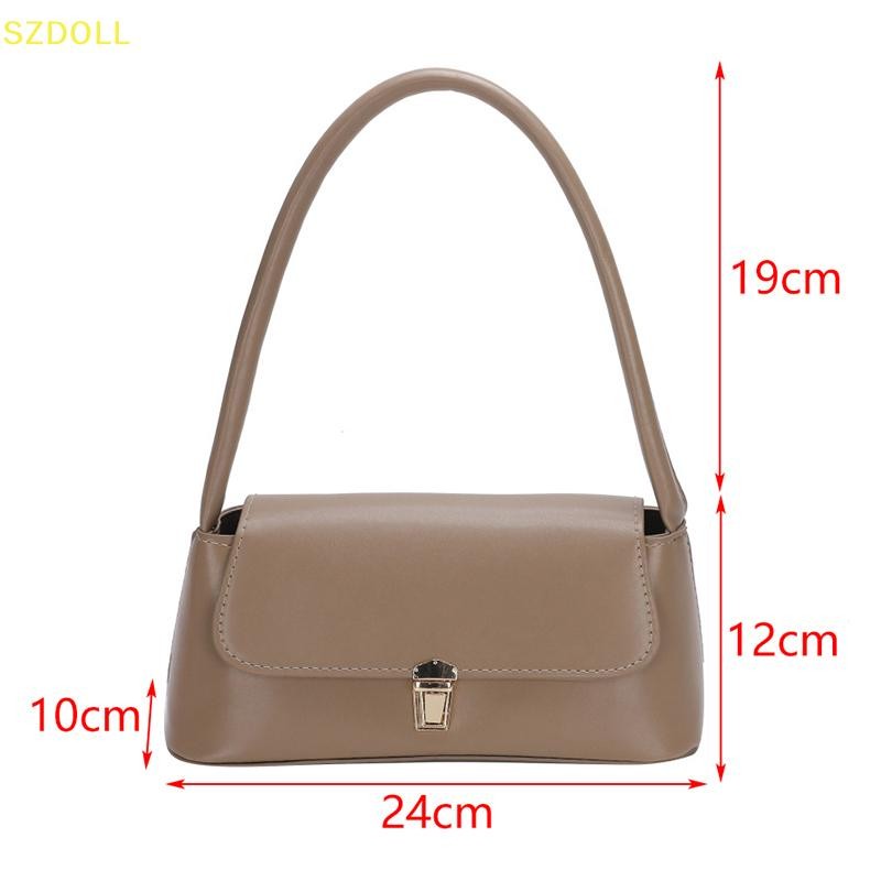 [cxSZDOLLA] Women Retro Tote Bagอินเทรนด์VINTAGE Underarm Bag Portable Casual PU Leather Solid Color Simple Handle Handbags Shoulder Bag DOM