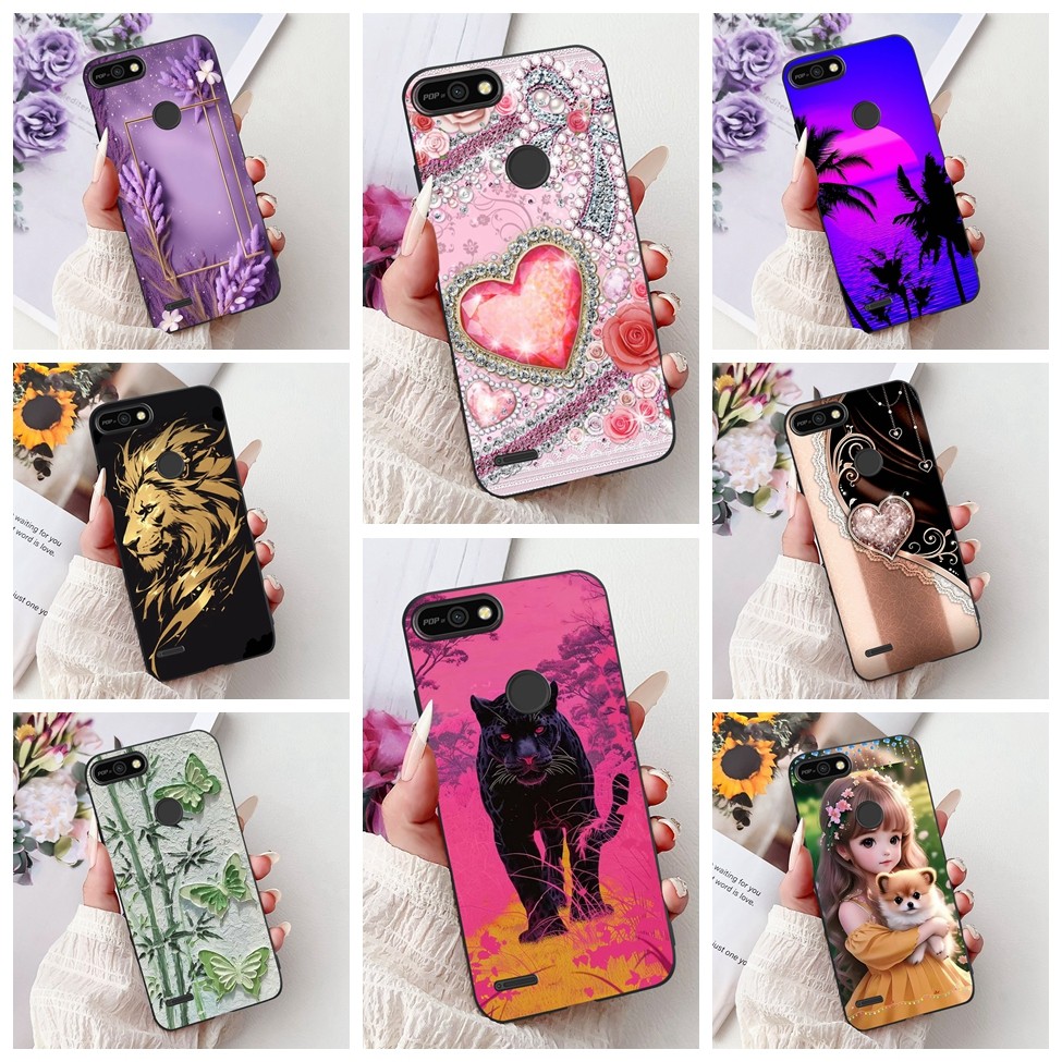 Tecno Pop 2F B1c ฝาหลัง Tecno Pop 2 F เคสซิลิโคนแฟชั่นผีเสื้อดอกไม้น่ารักการ์ตูนแมว Cool ตลก