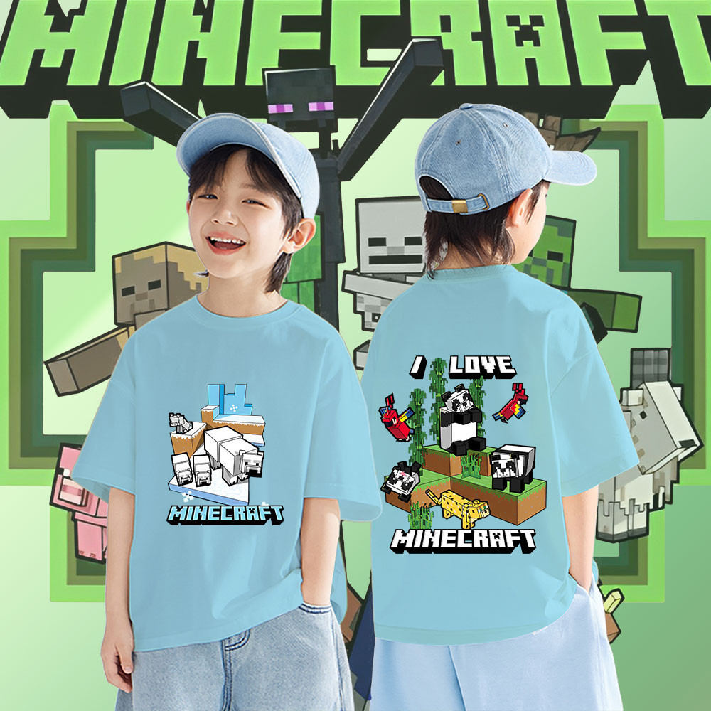 HOT SALE  Hot New Roblox Minecraft Sandbox Jj & Mikey Maizen Children’s Tshirt ย ราคา ถูกที่สุด ดีลบีเคเค แกลเลอรีภาพที่ 6