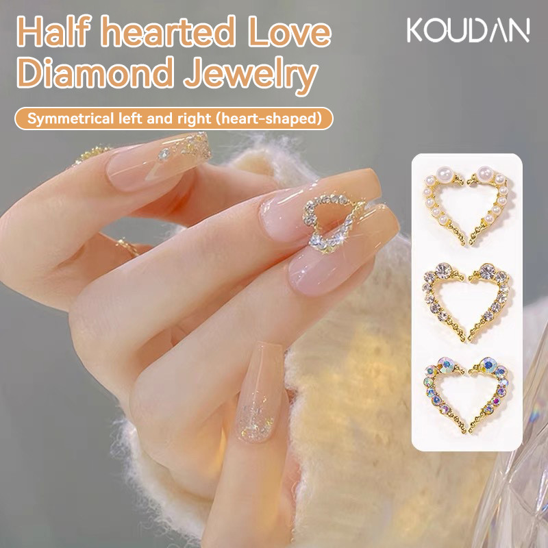 เล็บตกแต่งเล็บสติกเกอร์เล็บ Rhinestones คริสตัลเพชร DIY หินใส Shinning เครื่องประดับแก้ว Love Heart 10 ชิ้น KOUDAN