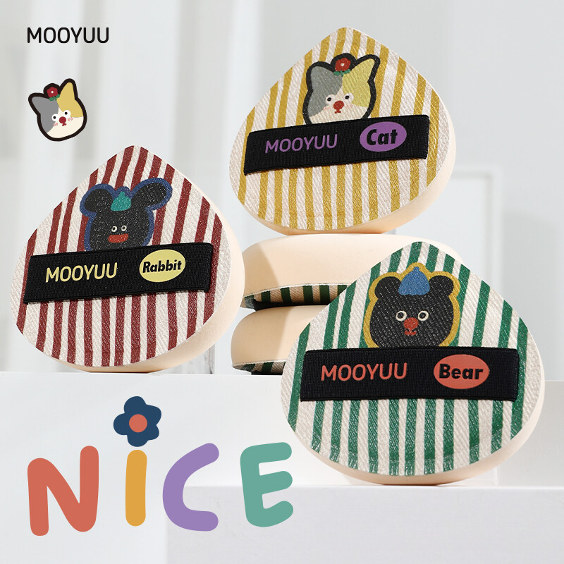 MOOYUU แป้งพัฟ แป้งพัฟ ลายกราฟฟิตี้ มาร์ชเมลโล่ แบบพกพา เบาะลม เมคอัพ แป้งพัฟ