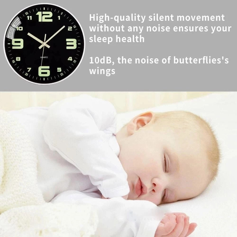 จัดส่งด่วนในกรุงเทพฯ นาฬิกาแขวนผนังเรืองแสง ทรงกลม12 นิ้ว เดินเรียบไม่มีเสียง เดินลาน ตัวเรือนทำจากพลาสติกคุณภาพดี - รูปที่ 5