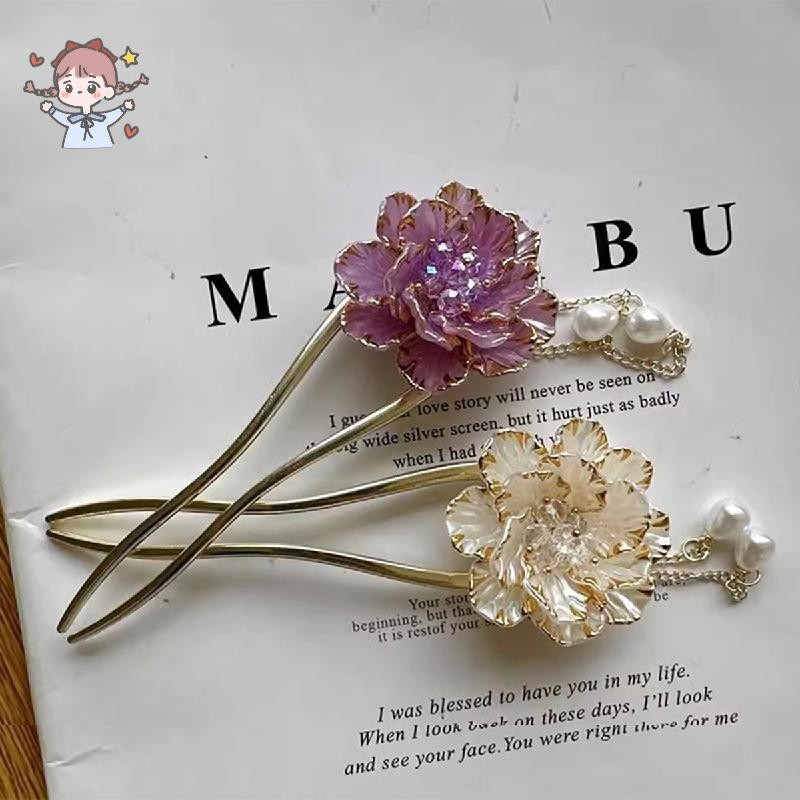 ปิ่นปัก Peony Flower พู่ U รูปร่างเครื่องประดับผม