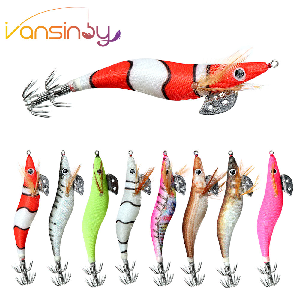 2.0 # 2.5 # 3.0 # ปลาหมึกจิ๊ก Hard Fishing Lure กุ้ง Prawn Luminous Glow in Dark ประดิษฐ์ Spinner Lures Tackle สําหรับ Cuttlefish Octopus
