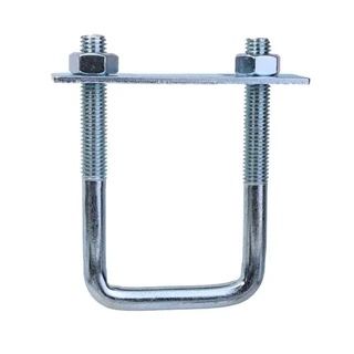 ZENGRONG 1 ชิ้น M8 แคลมป์ท่อสี่เหลี่ยม, สกรูชุบสังกะสี Q235 ท่อเหล็กคาร์บอน U-clamp, พร้อม Baffle มุมขวา U-bolt สําหรับหลอดสี่เหลี่ยม