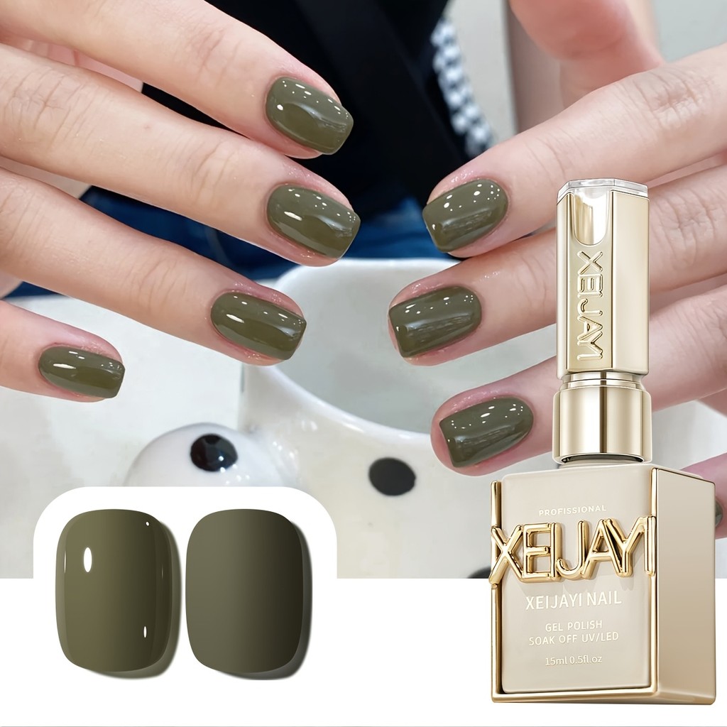 XEIJAYI 15มล--M030 สีทาเล็บสีเขียวมะกอก ทนทาน เหมาะกับบ้านและร้านทำเล็บ