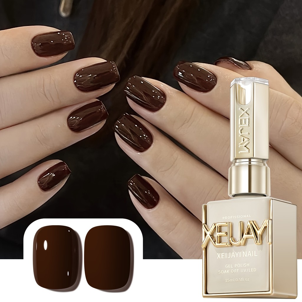 XEIJAYI 15มล–M042 สีทาเล็บสีน้ำตาลกาแฟใหม่ สีสันเข้มข้น เหมาะกับงาน DIY ที่บ้านและร้านทำเล็บ