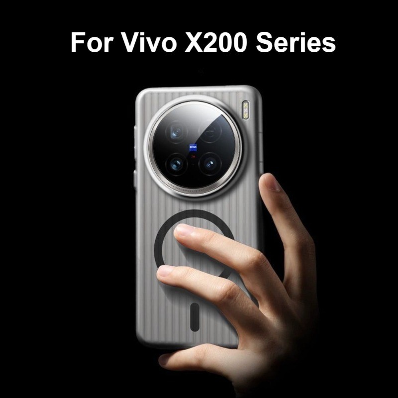 สําหรับvivo X200/X200 Pro/X200 Pro Mini Ultra Thinแฟชั่นลูกฟูกแม่เหล็กGlossyตะแกรงMicro Frostedโลหะปุ่มส่วนบุคคลคลุมทั้งหมดกันกระแทก