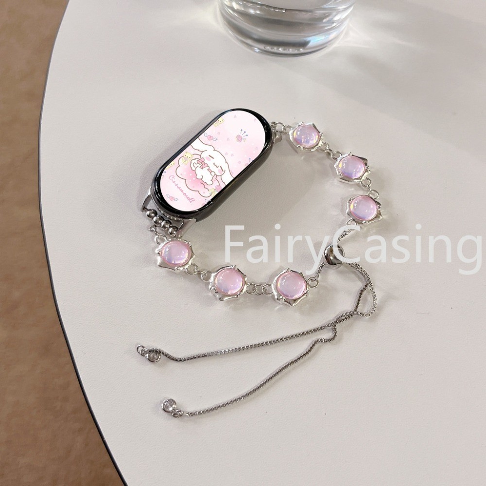 Cats Eye คริสตัลสําหรับ Mi Band 9 8 7 6 5 4 3 Smartwtach สายรัดข้อมือสําหรับ Xiaomi Mi Band 7 8 Pro โลหะหรูหราเครื่องประดับผู้หญิงสร้อยข้อมือ