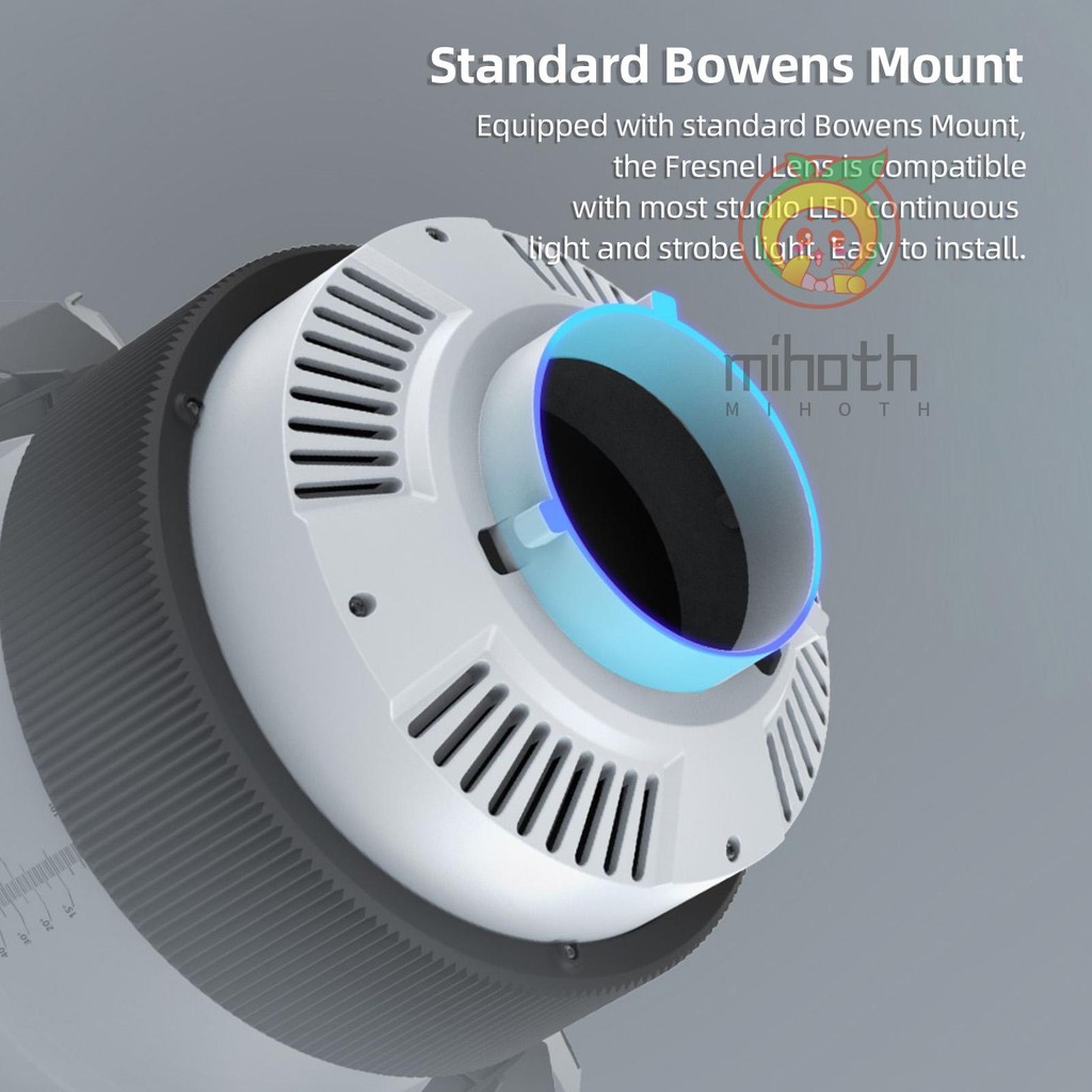 Lippmann F20 เลนส์ Fresnel ขนาด 9 นิ้ว Bowens Mount 10°- 45°อะแดปเตอร์โฟกัสแบบออปติคัล 10X สว่างกว่า พร้อมประตูโรงนา 4 ใบที่ถอดออกได้สําหรับสตูดิโอเครื่องมือสร้างแสงต่อเนื่อง
