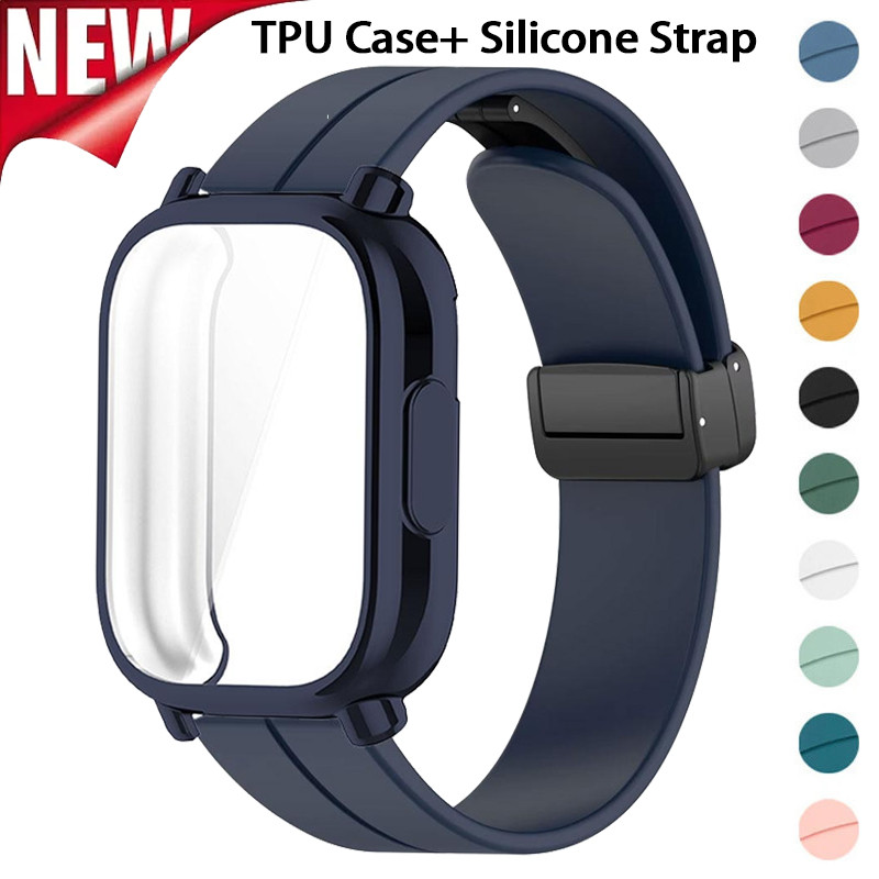 Tpu เคสเต็ม + สายซิลิโคนแม่เหล็กสําหรับ Xiaomi Redmi Watch 5 Active/Lite ฝาครอบป้องกันอัจฉริยะและสายรัดกีฬาอุปกรณ์เสริม