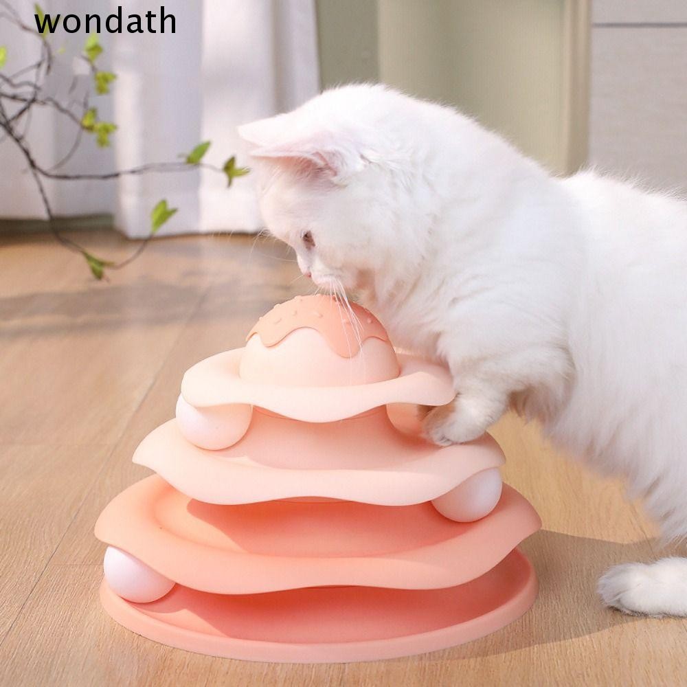 Wonda Turntable Rolling Ball Cat Track Toy, Interactive Fun Ball หมุนสไลด์ของเล่นสัตว์เลี้ยงของเล่นแมว,ของขวัญ Self-Happy Cat Turntable Ball สัตว์เลี้ยง
