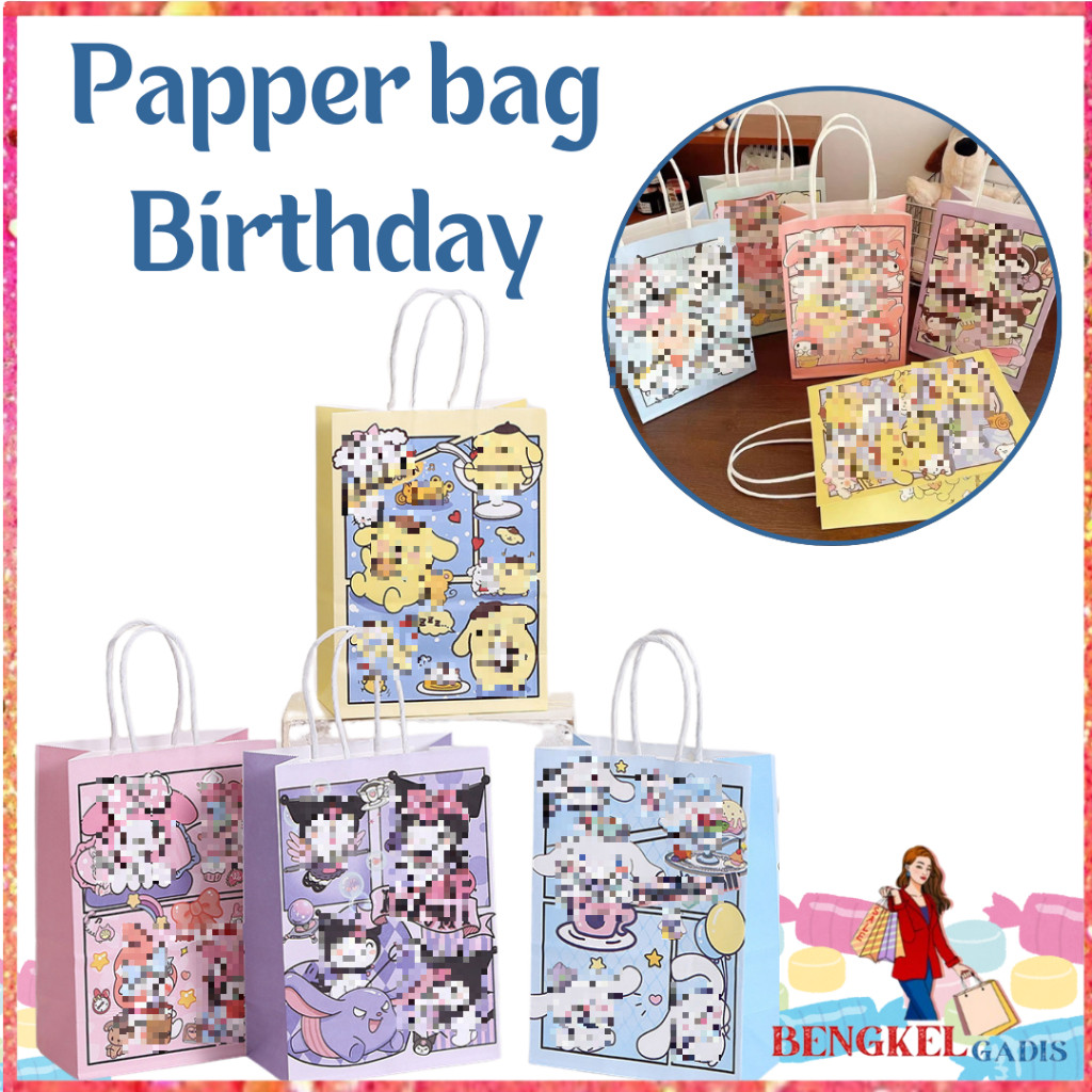 BG Paper Bag Happy birthday Animation Paper Bag Goodie Bag Childrens Snack Gift Hampers Bag Cute Car
