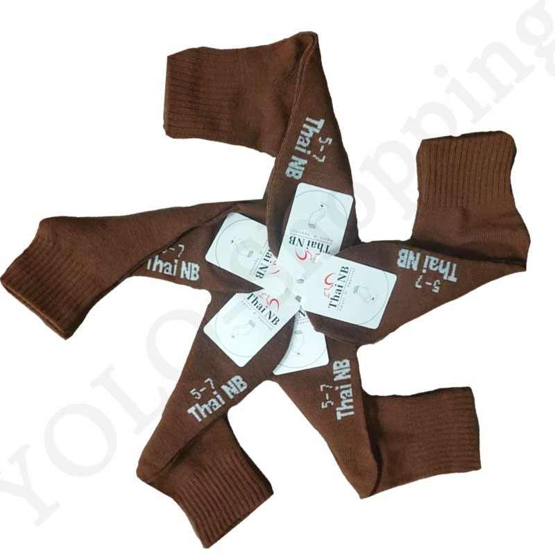 ถุงเท้าสีน้ำตาล ยกแพ็ค 12คู่ ถุงเท้านักเรียน 4 Size สวมใส่สบาย หุ้มข้อ พร้อมส่ง คุณภาพดี ระบายอากาศดี ผ้าฝ้าย - รูปที่ 2