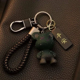 High-End Anti-Drop Durable Bear Men and Women Key Chain Couple Cartoon Cute Starry Sky Car Key Ring Pendant Key Car decorations PugT