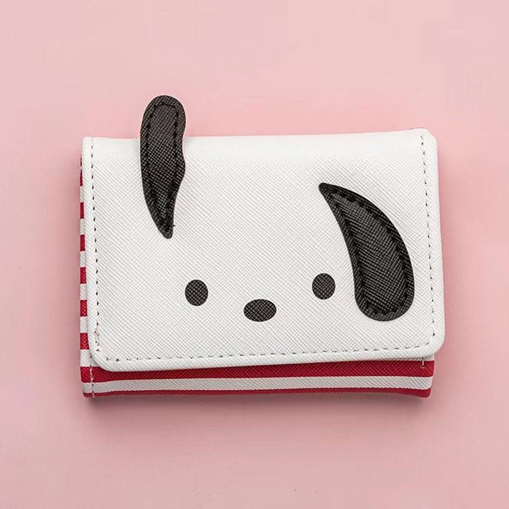 SANRIO Dealshop กระเป๋าใส่เหรียญ,การ์ตูนSanrio Hello Kitty Melody Kuromi Cinnamoroll Tripleพับกระเป๋าสตางค์,กระเป๋าเงินbus ID Holdersเก็บกระเป๋าPUหนังการ์ดผู้ชายผู้หญิง