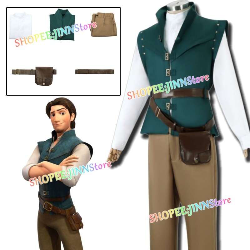 - Jinn - ผู้ใหญ่/เด็ก Rapunzel คอสเพลย์เครื่องแต่งกาย Flynn Rider ชุดอะนิเมะปาร์ตี้ฮาโลวีนเครื่องแต่งกาย