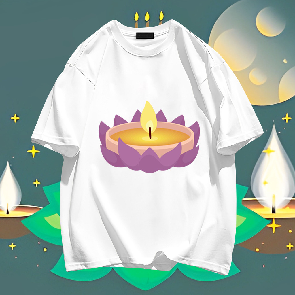 2024 ใหม่ Loi Krathong ลอยกระทง ผู้ชายและผู้หญิงผ้าฝ้ายรอบคอพิมพ์เสื้อยืดคู่รัก TP34 S-5XL