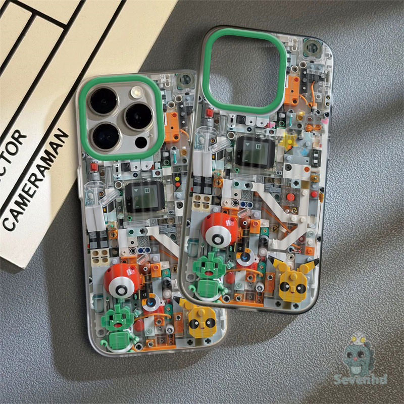 สําหรับiphone 11 15 12 13 14 Pro Max X Xr Xs Max 7 8 6s Plus SE2020 ปลอกการ์ตูนอาคารPokémonสร้างสรรค์เคสโทรศัพท์ใหม่Frostedรูปแบบลูกฟูกบางเฉียบป้องกันปกอ่อน