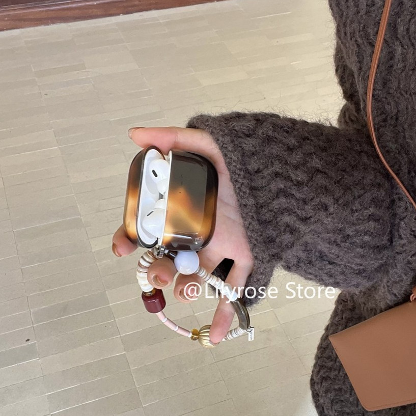 Ambercase สําหรับ AirPods 4 [2024] AirPods Pro2 Pro 3 2 1 ตัวป้องกันชุดหูฟัง Apple สีดําสีน้ําตาล