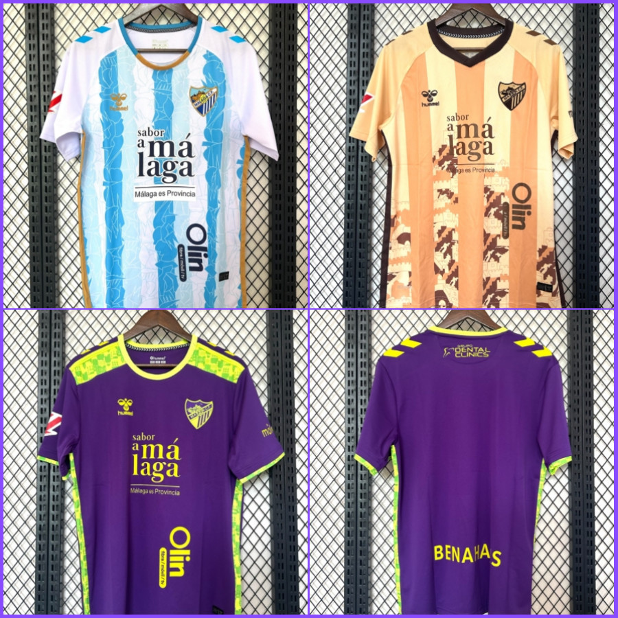 S-4xl 24 25 Malaga Home Away 3RD Jersey แฟนๆรุ่นคุณภาพสูงฟุตบอลแขนสั้นเสื้อกีฬากลางแจ้งผู้ชายเสื้อฟุตบอล