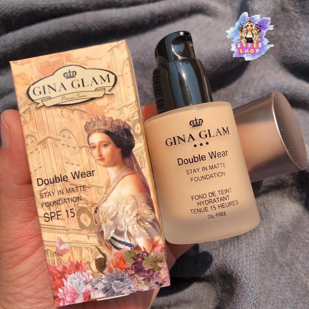 Gina Glam Double Wear Stay In Matte foundation SPF 15 30 ml. G45 ครีมรองพื้น 💓