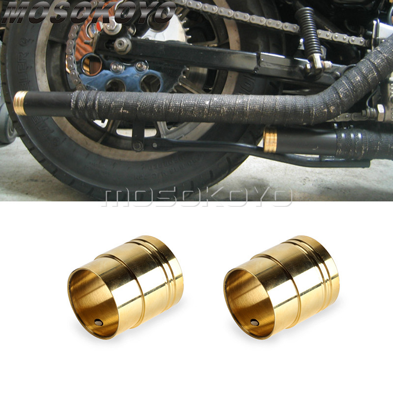 Y2Pcs Universal ทองเหลืองท่อปลายท่อไอเสีย Cafe Racer สำหรับ Harley Chopper Bobber Custom Honda Yamah