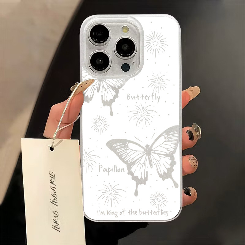 เคสโทรศัพท์มือถืออะคริลิคใส For iPhone 15 14 11 13 12ProMax X XS 7 8Plusการ์ตูนผีเสื้อกลวงส่งจากไทยสินค้า