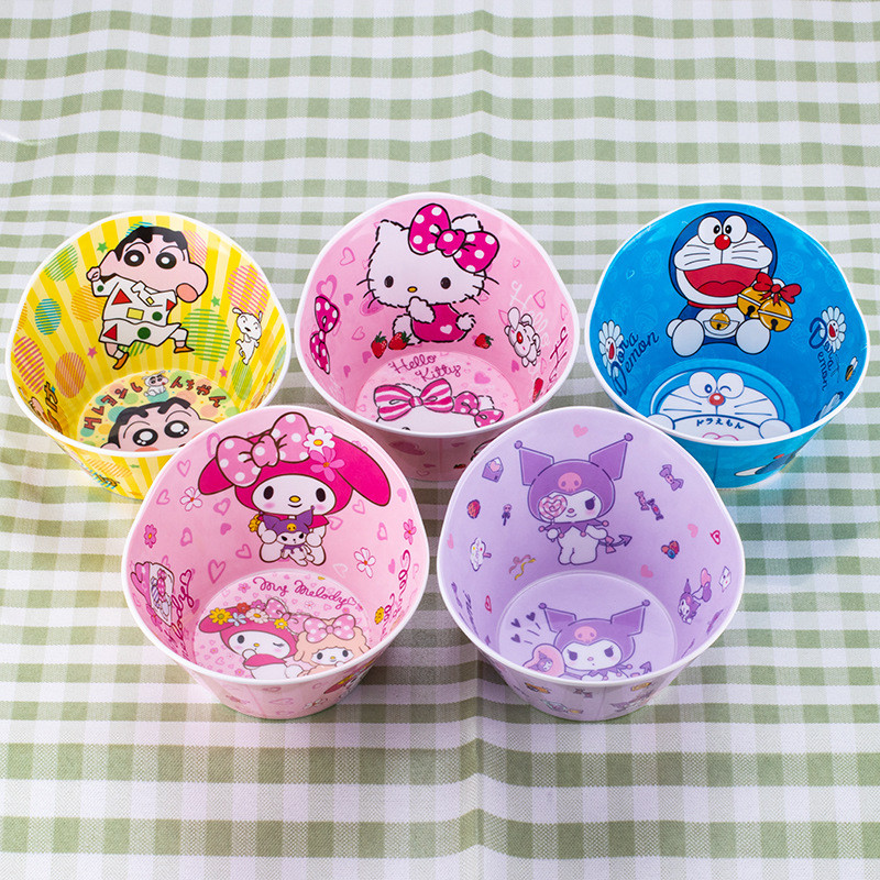 SANRIO ซานริโอ,ชาม,จินตนาการวัสดุพอร์ซเลน,ชามบนโต๊ะอาหาร,ชามพลาสติก,ป้องกันน้ําร้อนลวก,สําหรับเด็ก