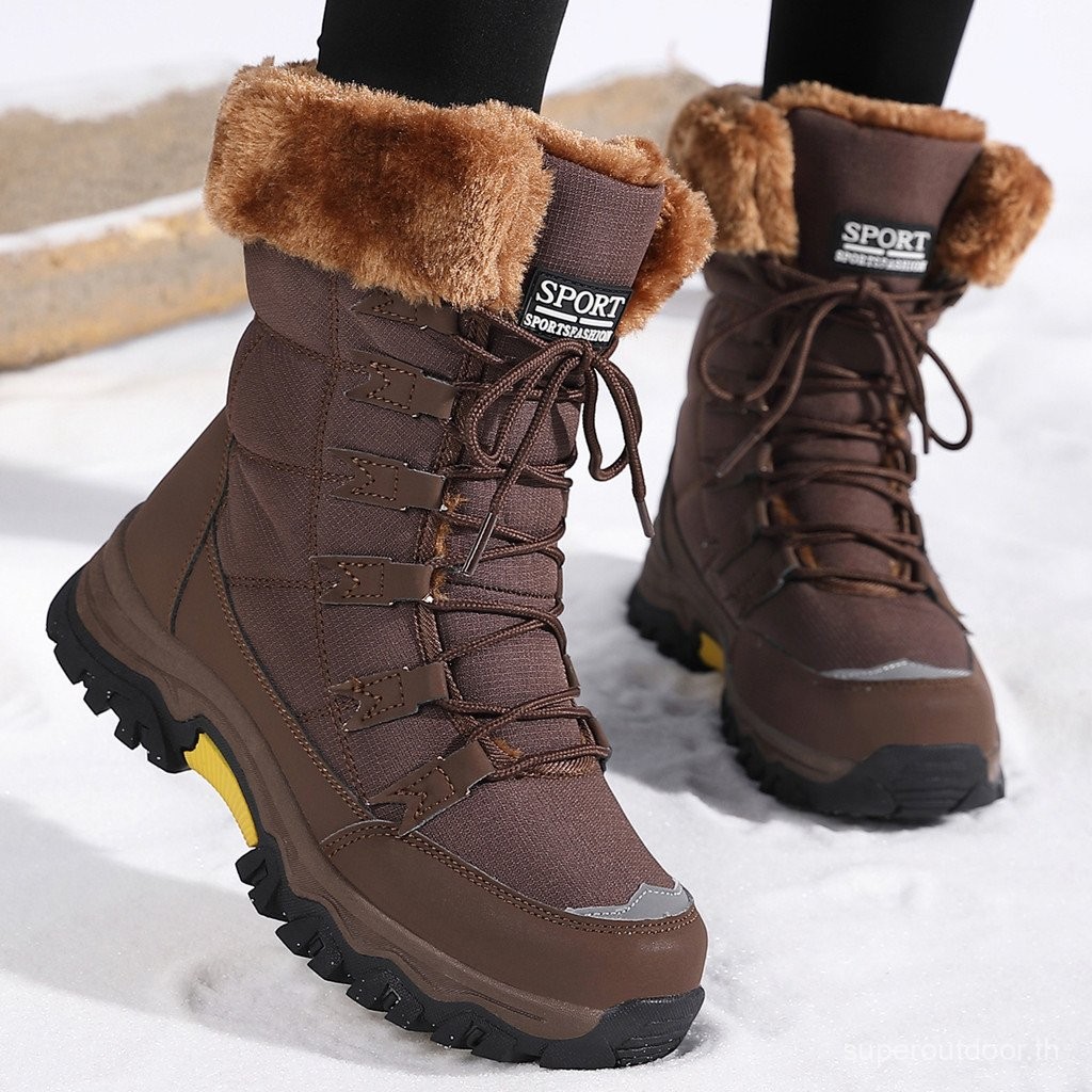 พร้อมสต็อกขนาด36-42ฤดูหนาวที่อบอุ่นเย็น windproof รองเท้าหิมะหนาผ้าฝ้ายตุ๊กตารองเท้าผู้หญิงลื่นรองเท้าผ้าฝ้ายสวมทนเล่นสกีแฟชั่นสบายๆแสงรองเท้าผ้าฝ้ายระบายอากาศ