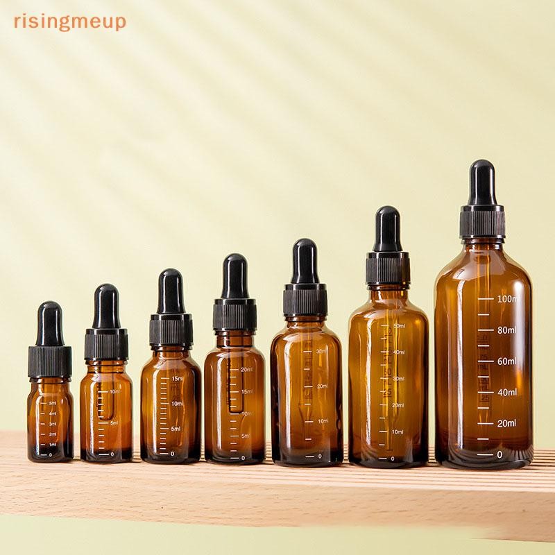 [risingmeup] ขวดหยด 5 มล.-100 มล. พร้อมสเกลขวดปิเปตเหลวแบบแก้วแอมเบอร์ขวดรีฟิลเดินทาง